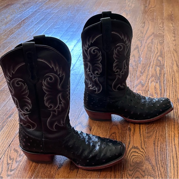 NOCONA Men’s Black Cherry Full Quill Ostrich Boots - Picture 3 of 7